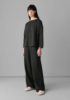 Loopback Jersey Wide Leg Trousers