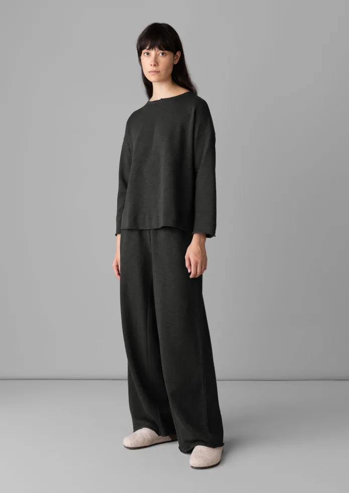 Loopback Jersey Wide Leg Trousers