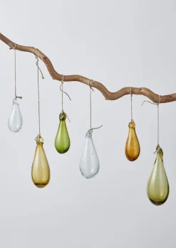 Mixed Teardrop Glass Bauble Set