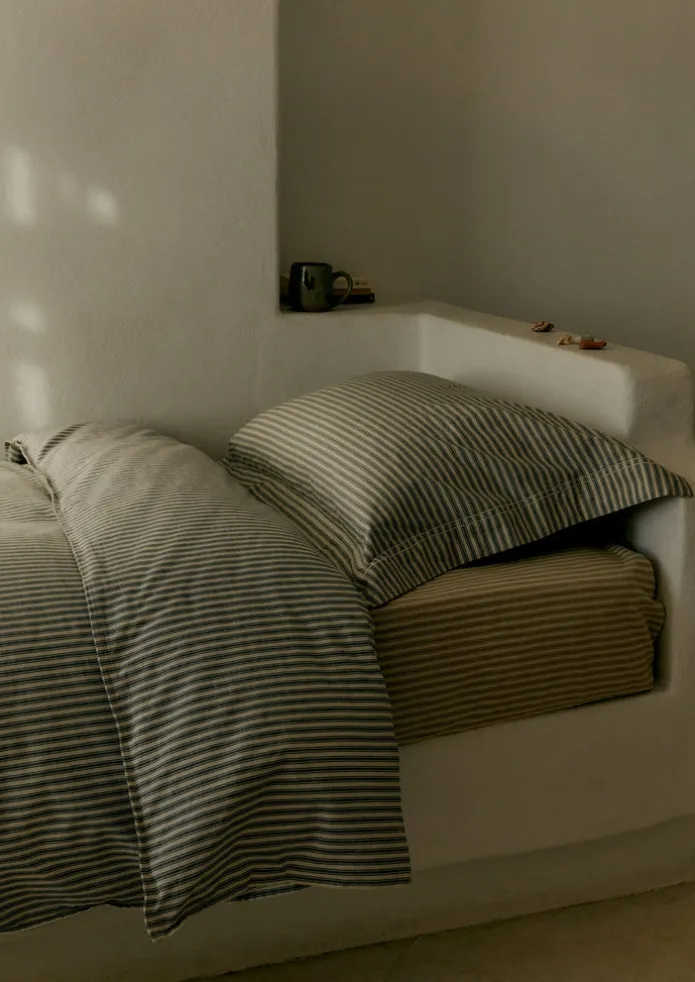 Organic Cotton Ticking Stripe Fitted Sheet