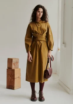 Organic Needlecord Wrap Dress