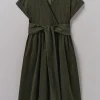 Organic Needlecord Wrap Front Dress