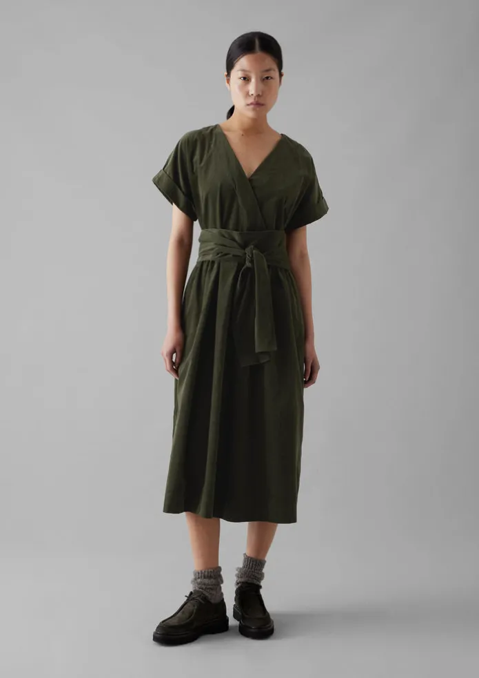 Organic Needlecord Wrap Front Dress