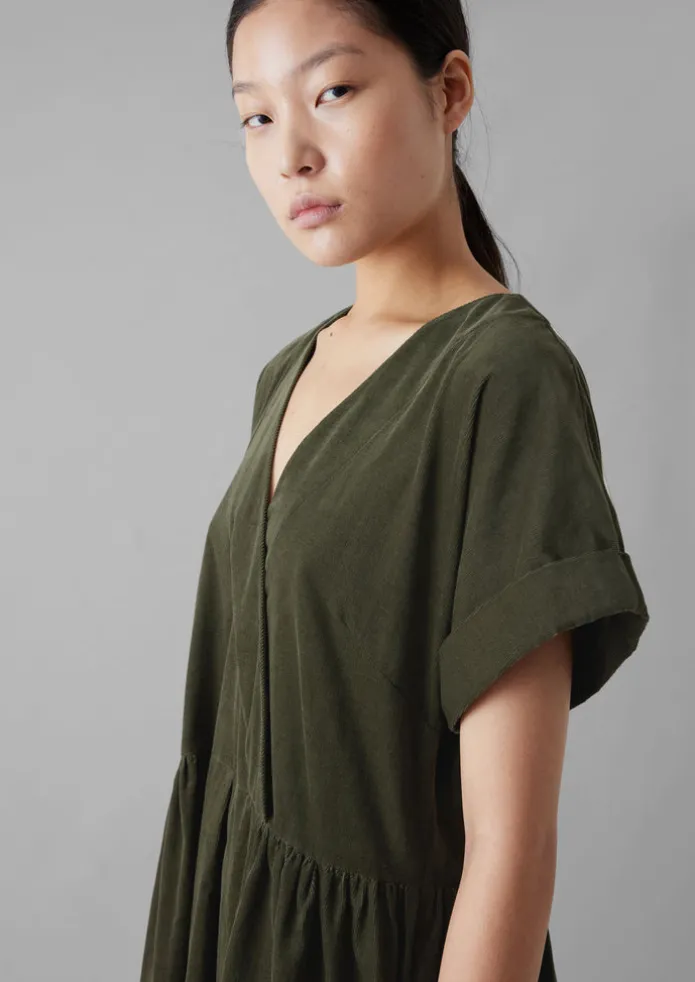 Organic Needlecord Wrap Front Dress