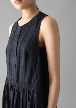 Overdyed Check Seersucker Dress