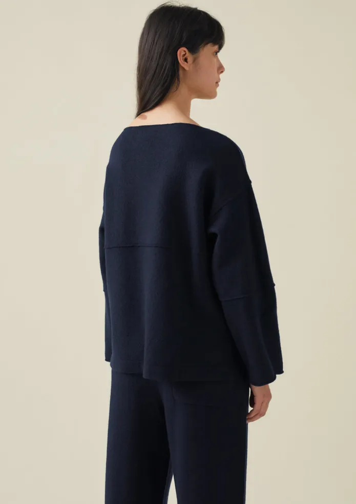 Panelled Boiled Wool Sweater