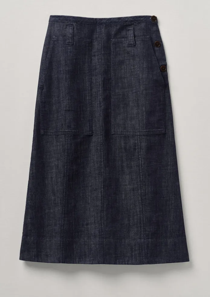 Patch Pocket Organic Indigo Denim Skirt