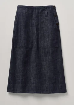 Patch Pocket Organic Indigo Denim Skirt