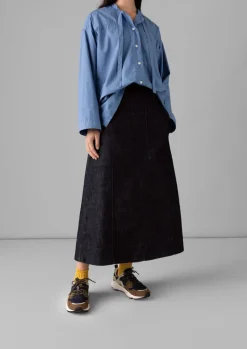 Patch Pocket Organic Indigo Denim Skirt