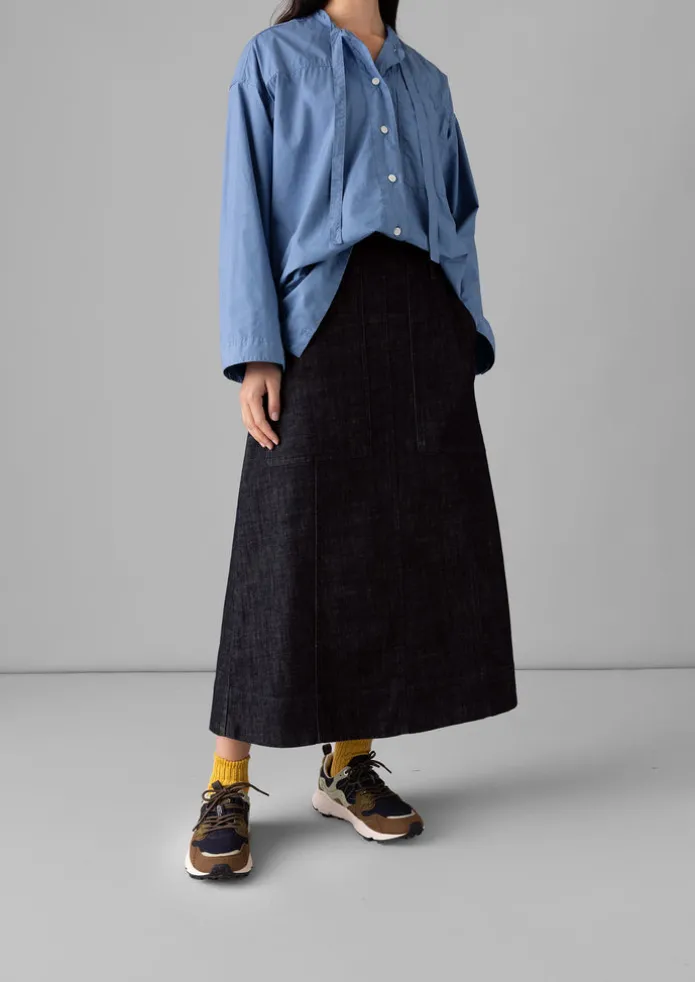 Patch Pocket Organic Indigo Denim Skirt