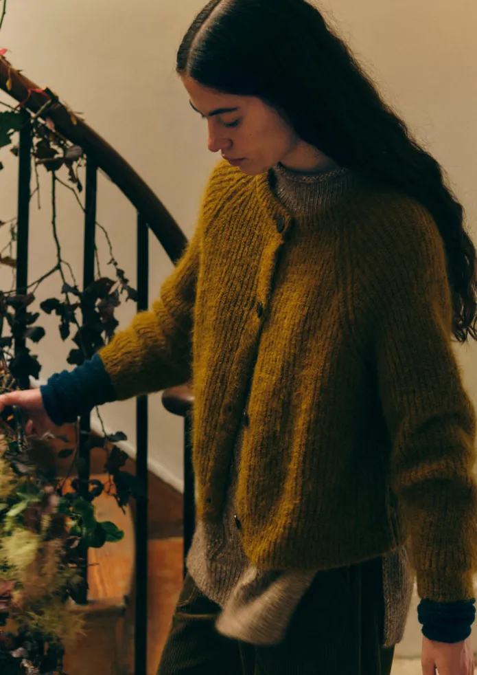 Ribbed Mohair Blend Cardigan