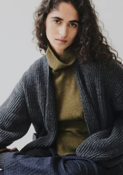 Ribbed Wool Knitted Cardigan