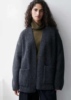 Ribbed Wool Knitted Cardigan