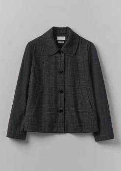 Seersucker Check Round Collar Jacket