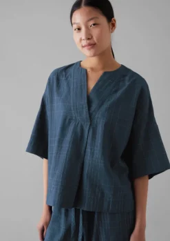 Sketched Check Cotton Pyjama Top