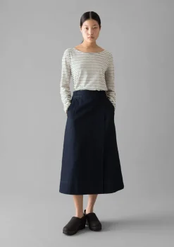 Stripe Cotton Open Neck Tee