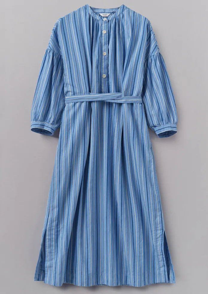 Stripe Poplin Gathered Dress