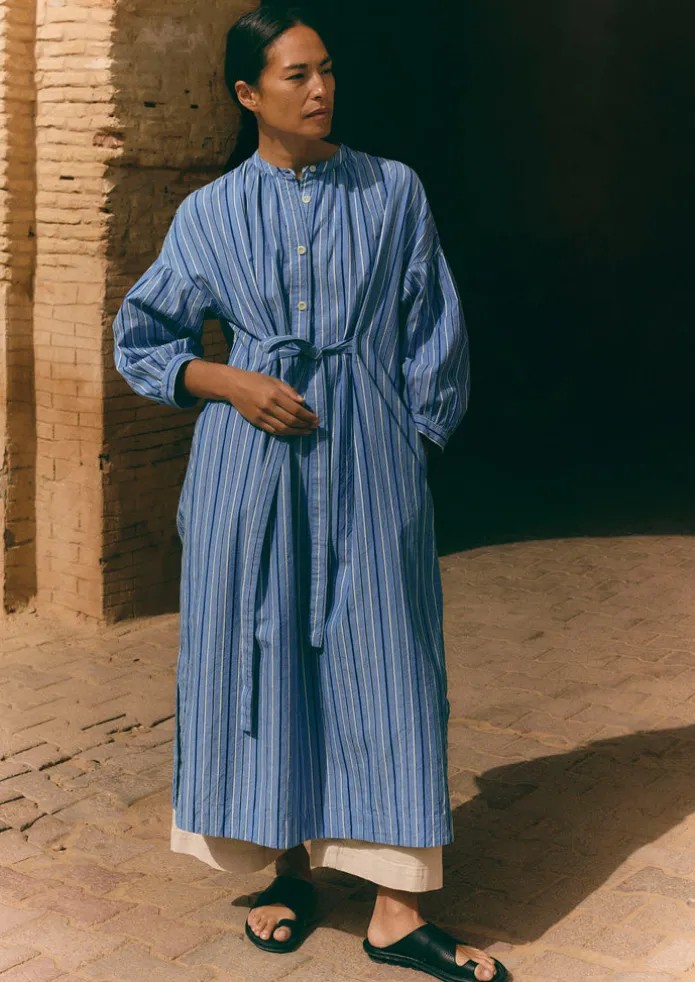 Stripe Poplin Gathered Dress