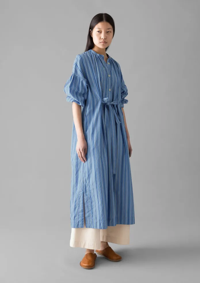 Stripe Poplin Gathered Dress