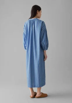 Stripe Poplin Gathered Dress