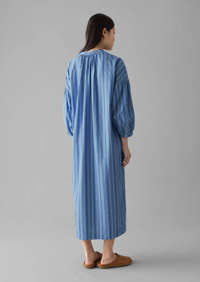 Stripe Poplin Gathered Dress