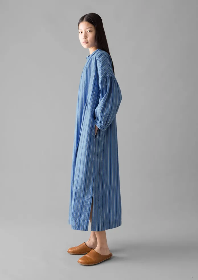Stripe Poplin Gathered Dress