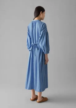 Stripe Poplin Gathered Dress