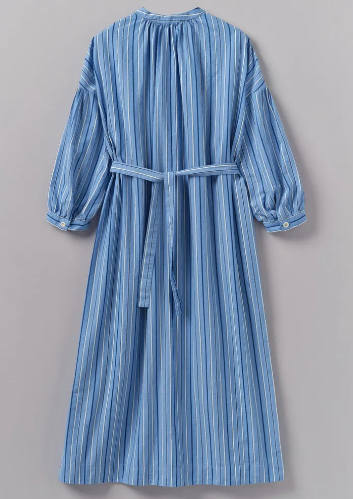 Stripe Poplin Gathered Dress