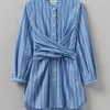 Stripe Poplin Wrap Front Shirt