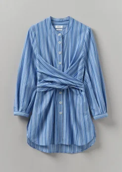Stripe Poplin Wrap Front Shirt