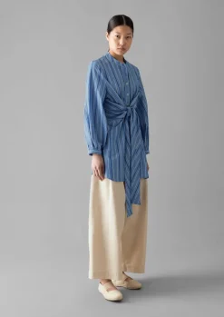 Stripe Poplin Wrap Front Shirt