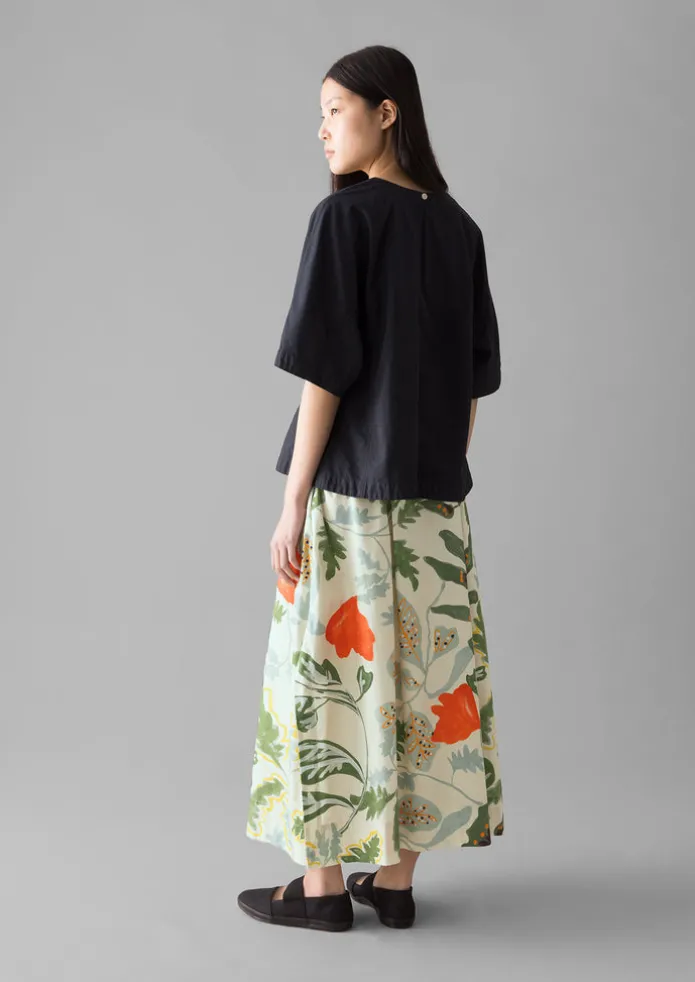 Textured Cotton Poplin V-Neck Top