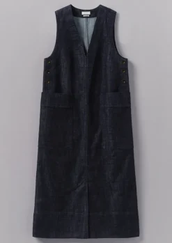 V-Neck Denim Pinafore Dress