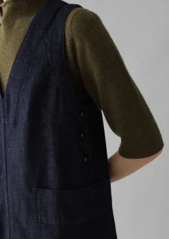 V-Neck Denim Pinafore Dress