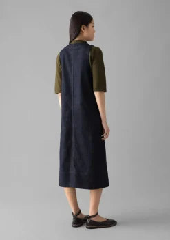 V-Neck Denim Pinafore Dress