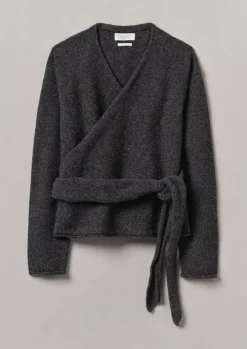 V-Neck Wool Wrap Cardigan