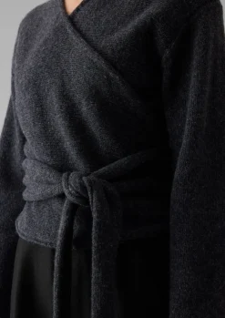 V-Neck Wool Wrap Cardigan