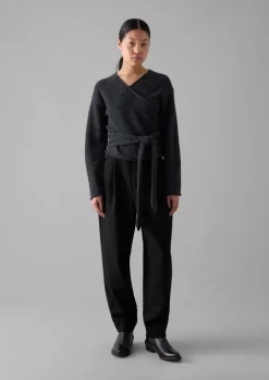 V-Neck Wool Wrap Cardigan