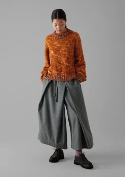Wool Flannel Tie Front Culottes