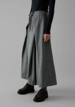 Wool Flannel Tie Front Culottes