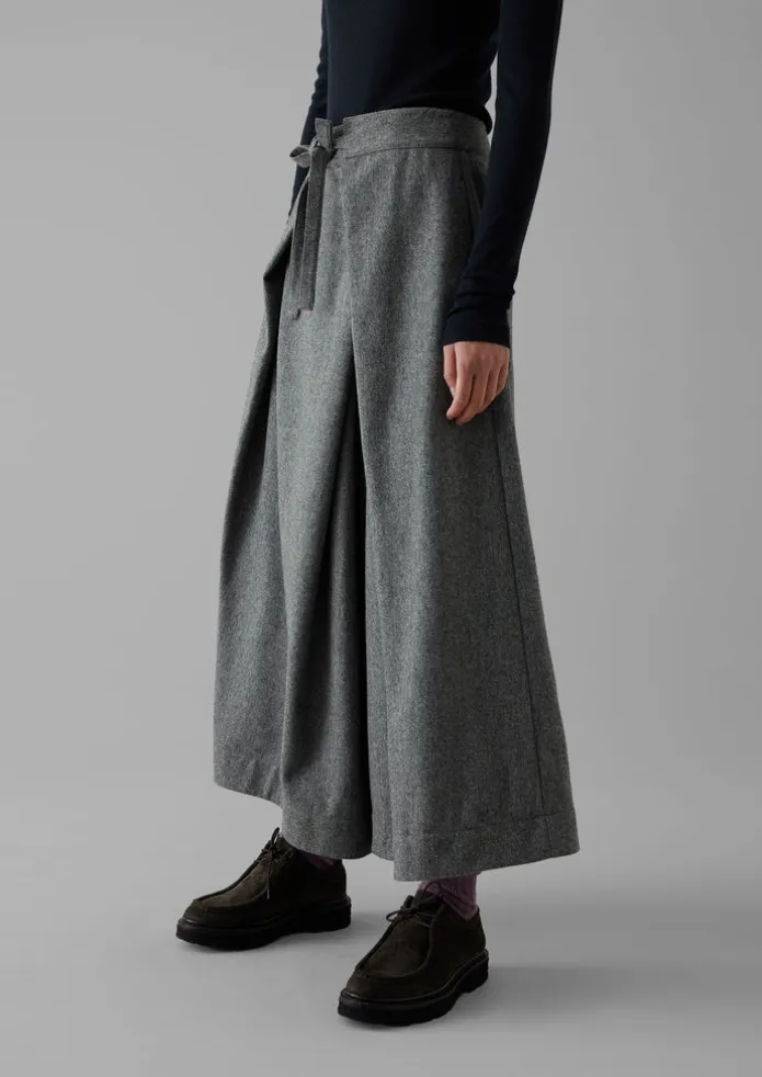 Wool Flannel Tie Front Culottes