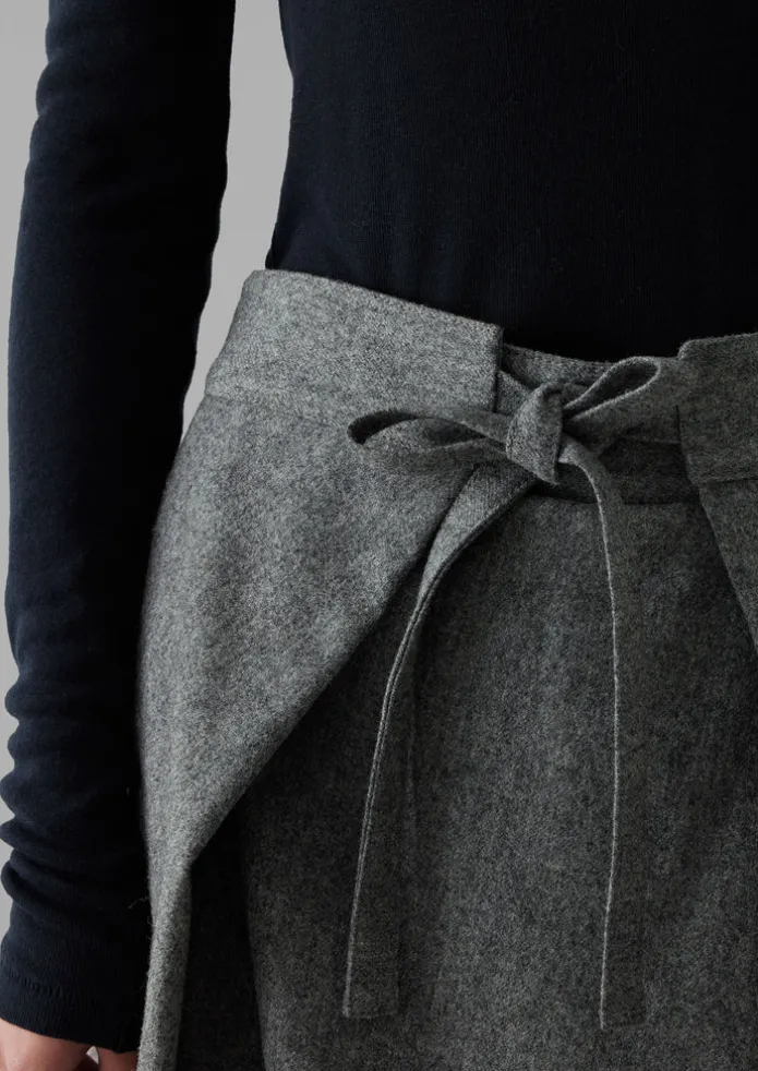 Wool Flannel Tie Front Culottes