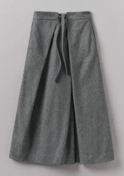 Wool Flannel Tie Front Culottes