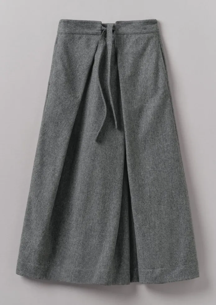 Wool Flannel Tie Front Culottes