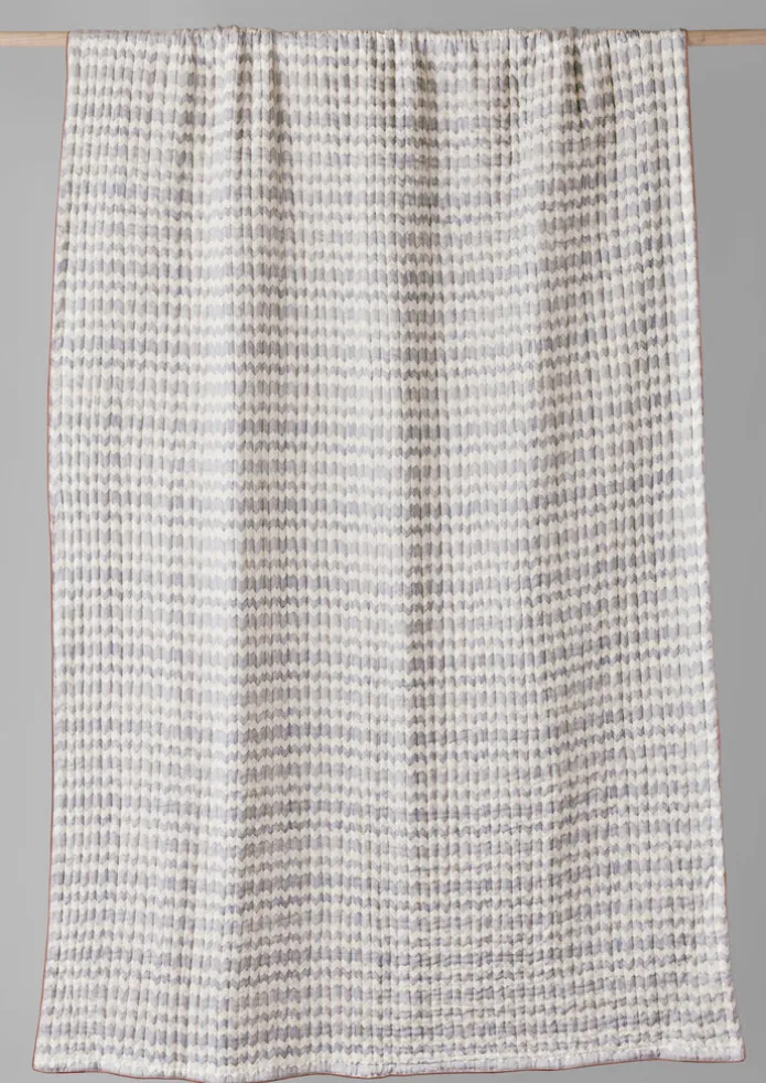 Zig Zag Block Print Cotton Quilt