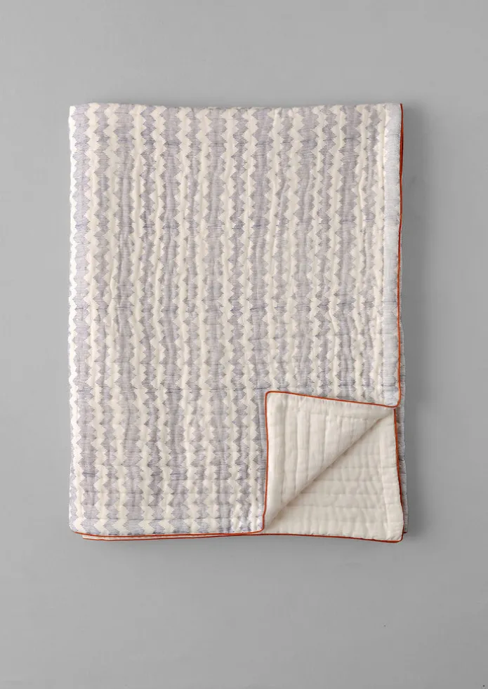 Zig Zag Block Print Cotton Quilt