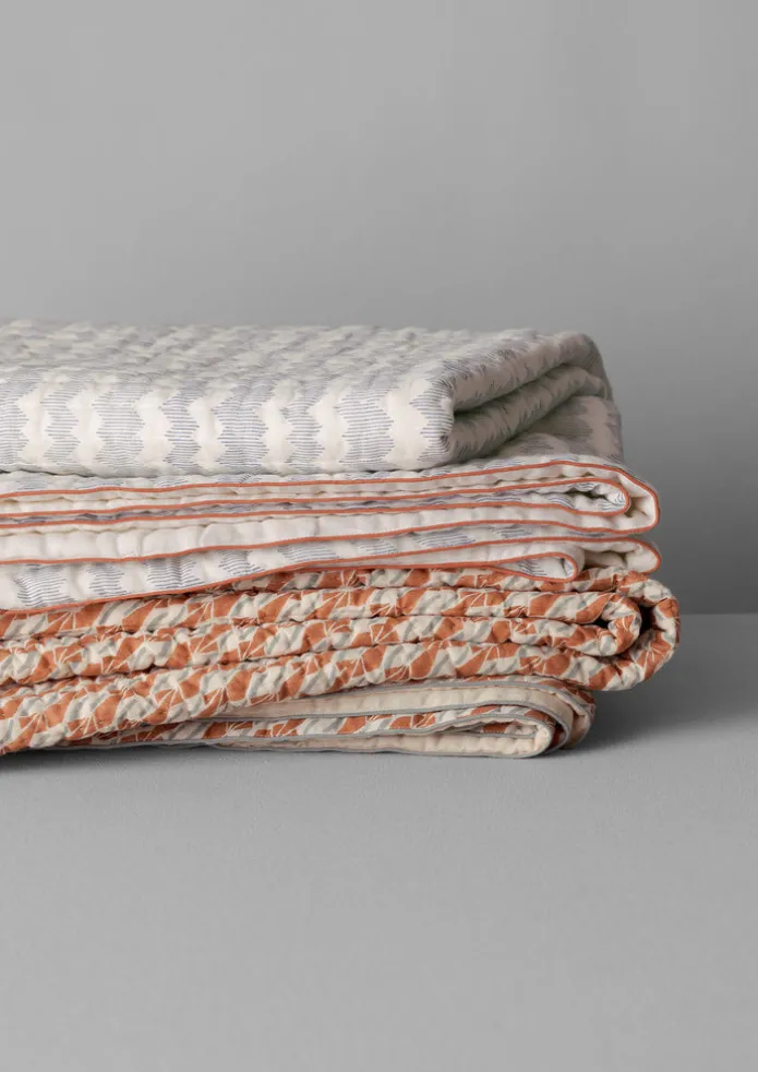 Zig Zag Block Print Cotton Quilt